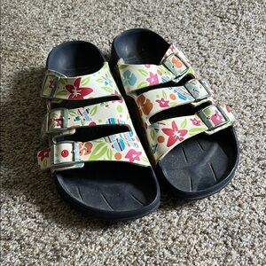 Cream and Black Sandals Comfortable Slide Style Birkenstock